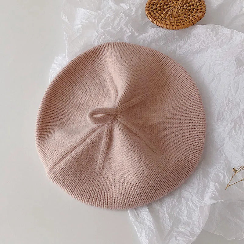 Fashion Baby Beret: Vintage Knitted Hat for Kids