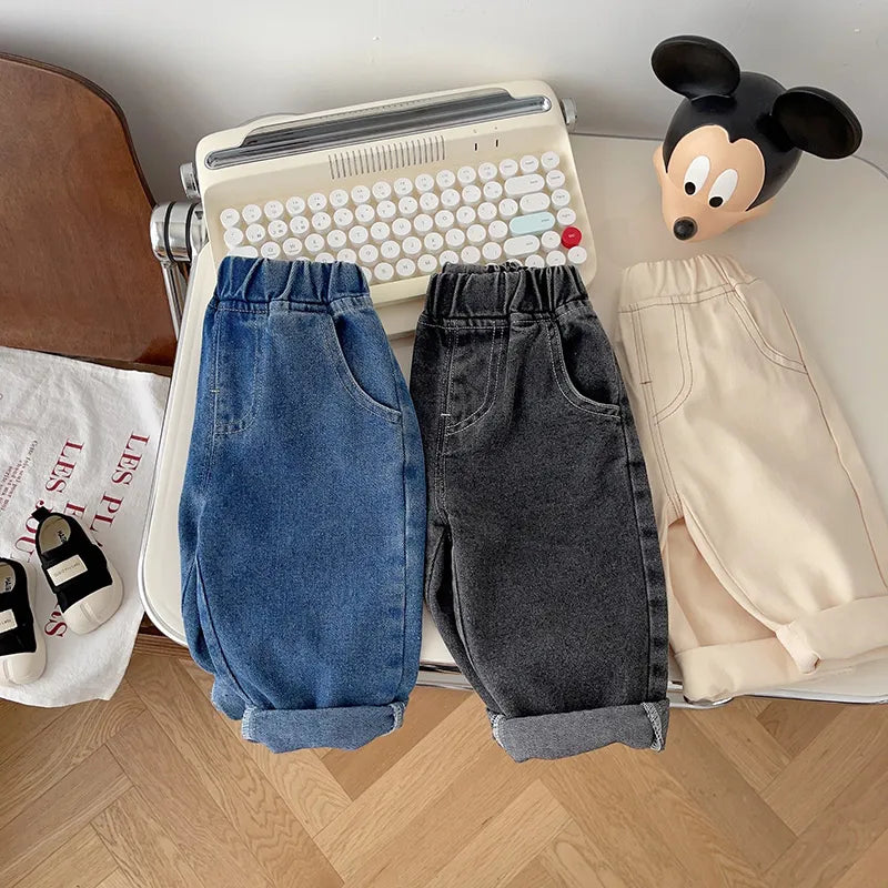 Baby Solid Jeans - Casual, Soft Denim Pants for Boys and Girls
