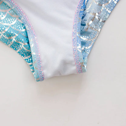 Gradient Puff Sleeve Girls' Swimsuit - Mermaid Bathing Suit