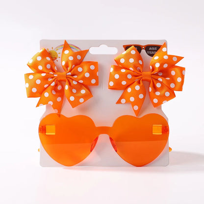 Kids Hairpin Set: Cute Dot & Heart Sunglasses