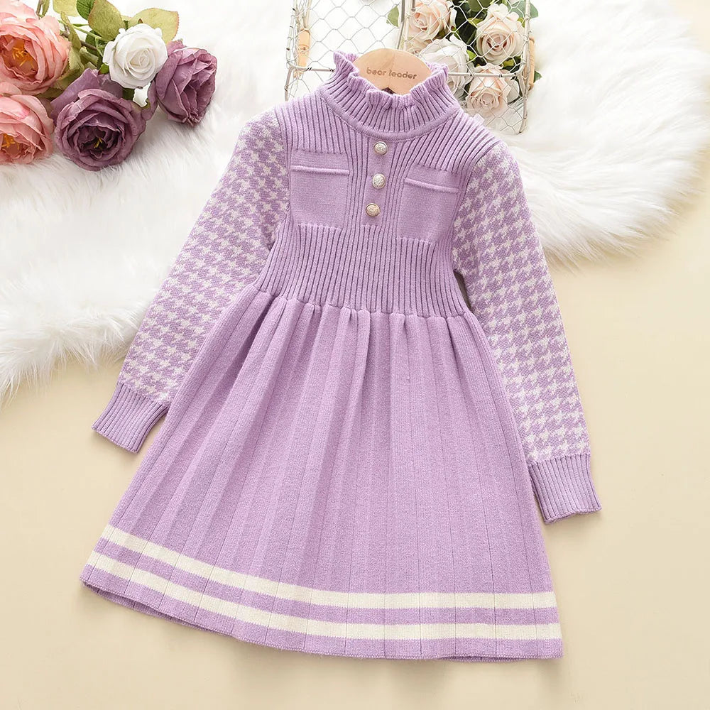 Girl's Sweater Dress - Autumn/Winter Knitted Princess Costume (4Y-8Y)