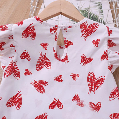 Heart Printed Clothes for Baby Girls