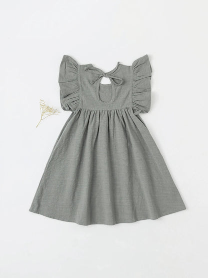 Baby Girls' Tie-back Overall Dress: Cotton Summer Casual Wear