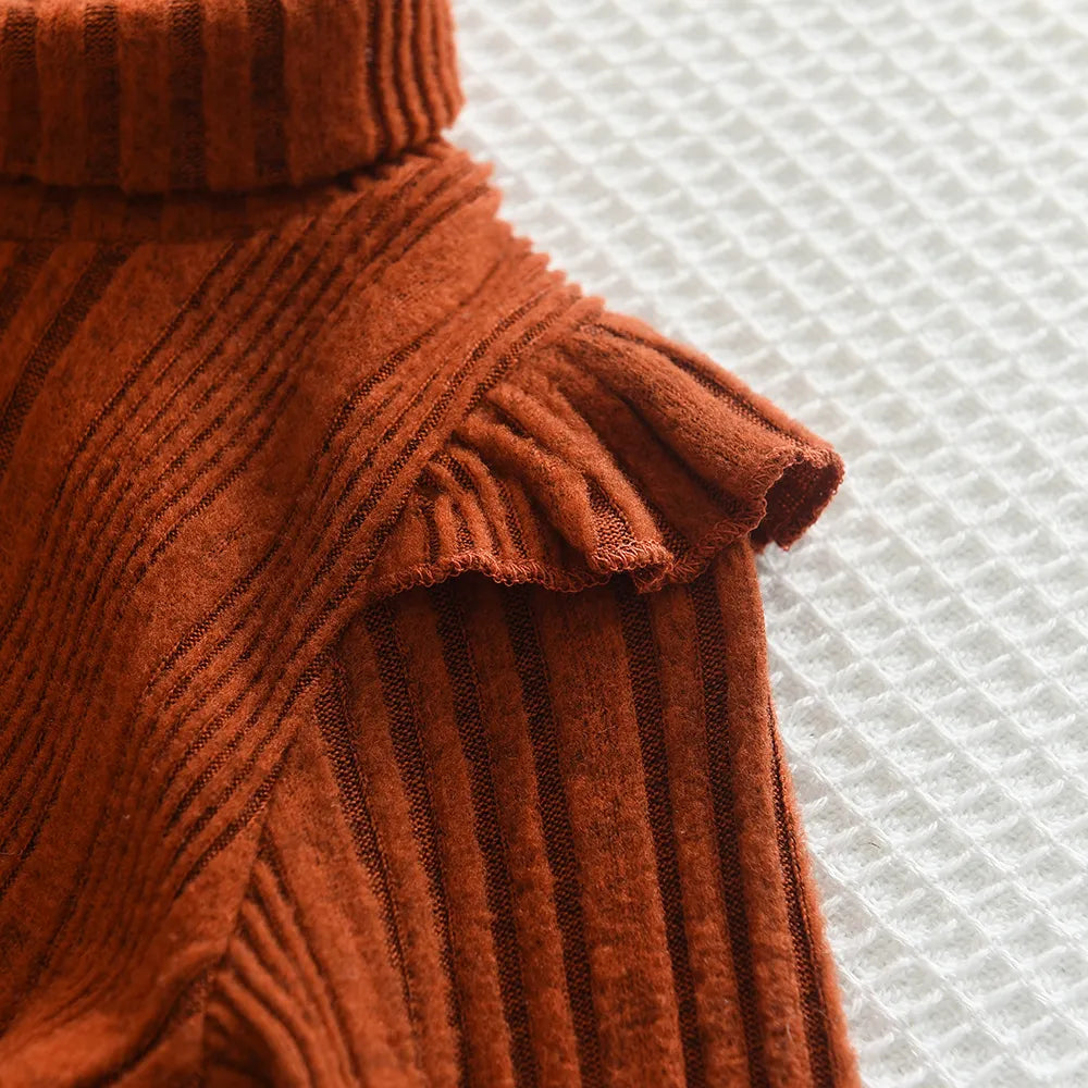 Chic High Neck Woolen Dress - Autumn/Winter Collection for Girls