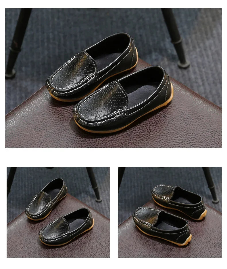 Kids' PU Leather Slip-On Moccasin Loafers