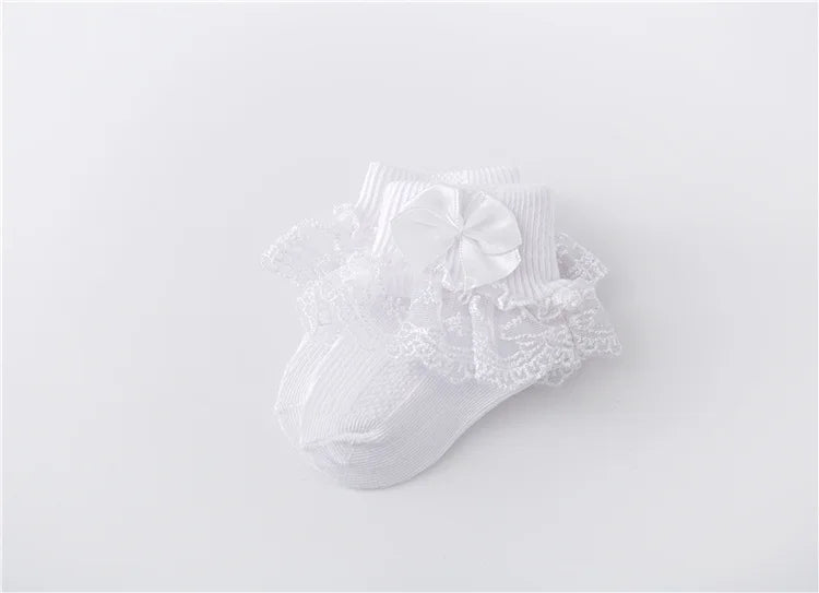 Newborn Baby Girls' Lace Socks with Princess Bow