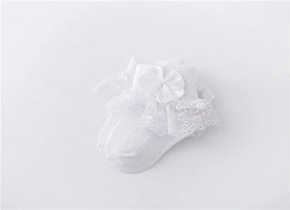 Newborn Baby Girls' Lace Socks with Princess Bow