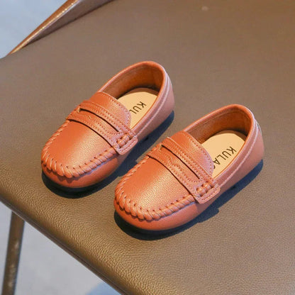 Boys' Leather School Loafers: Simple Slip-On Classic Formal Shoes
