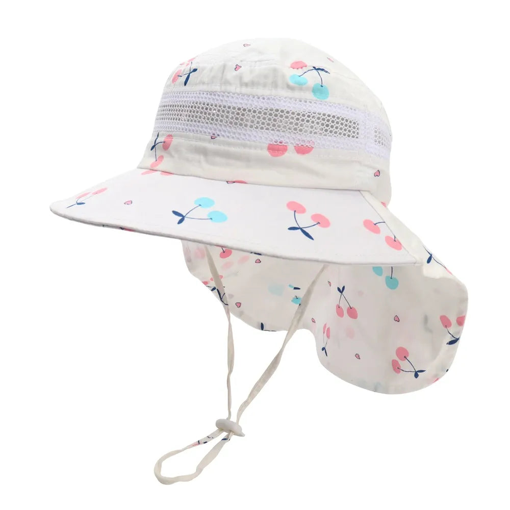 Summer Cartoon Neck Protective Kids Caps