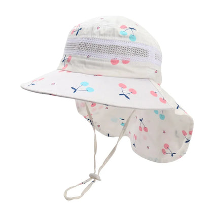 Summer Cartoon Neck Protective Kids Caps