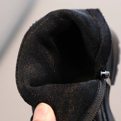 Autumn Winter Children's Snow Boots: Warm and Casual Leather Boots