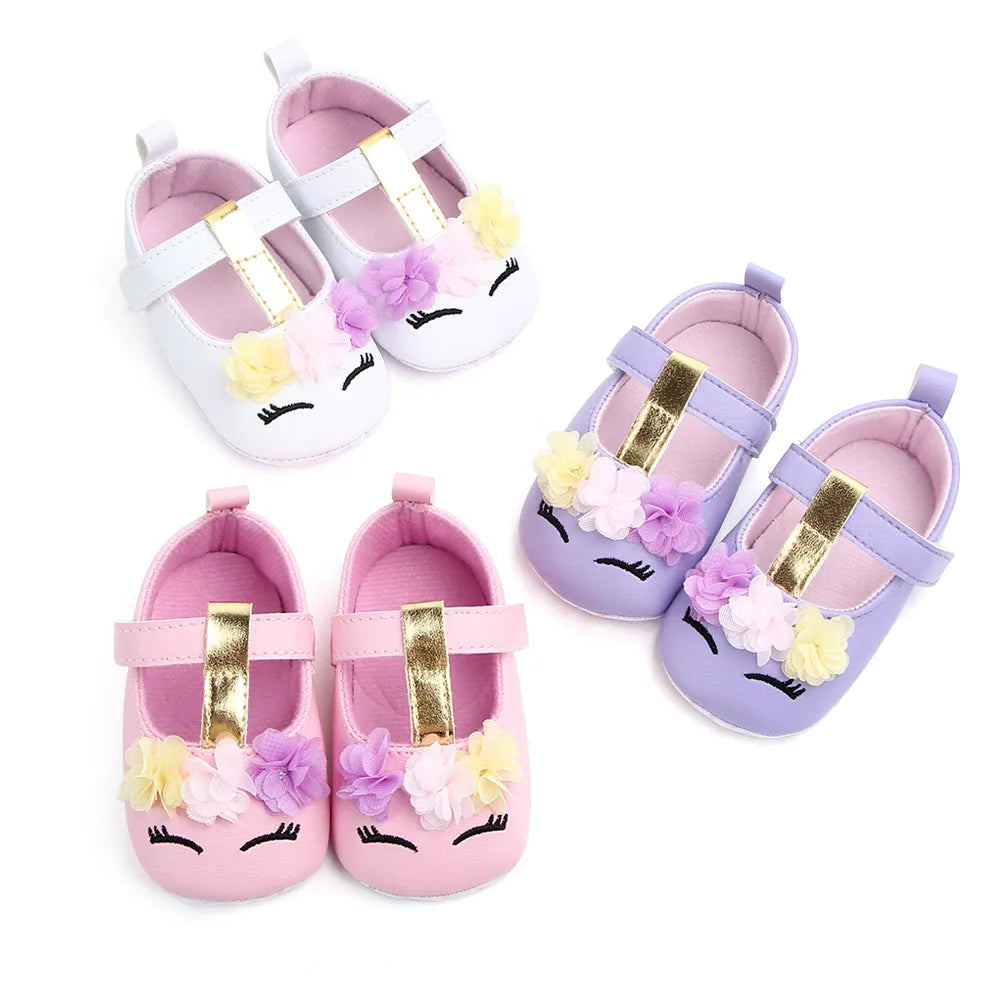 Prewalking Shoes: Soft PU Toddler Girl Shoes with Cute Flower Design