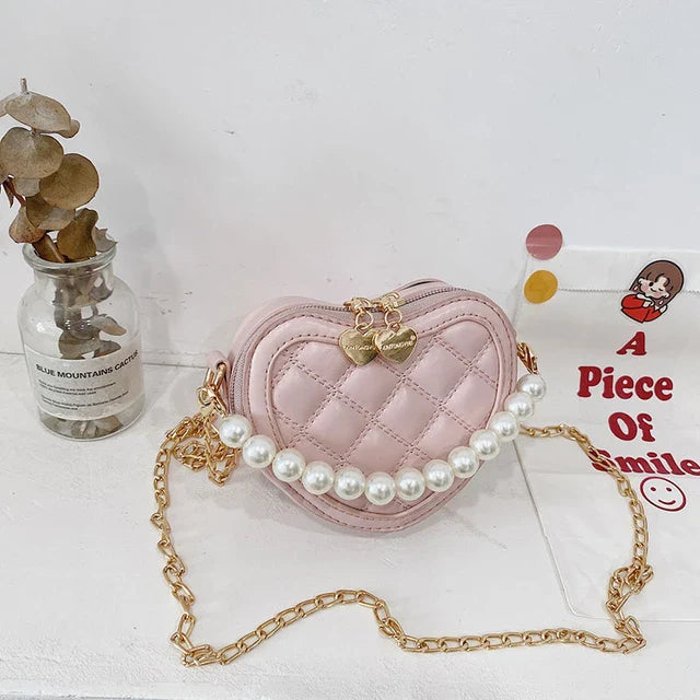 Belle Heart-Shaped Crossbody Girls' Mini Bag.
