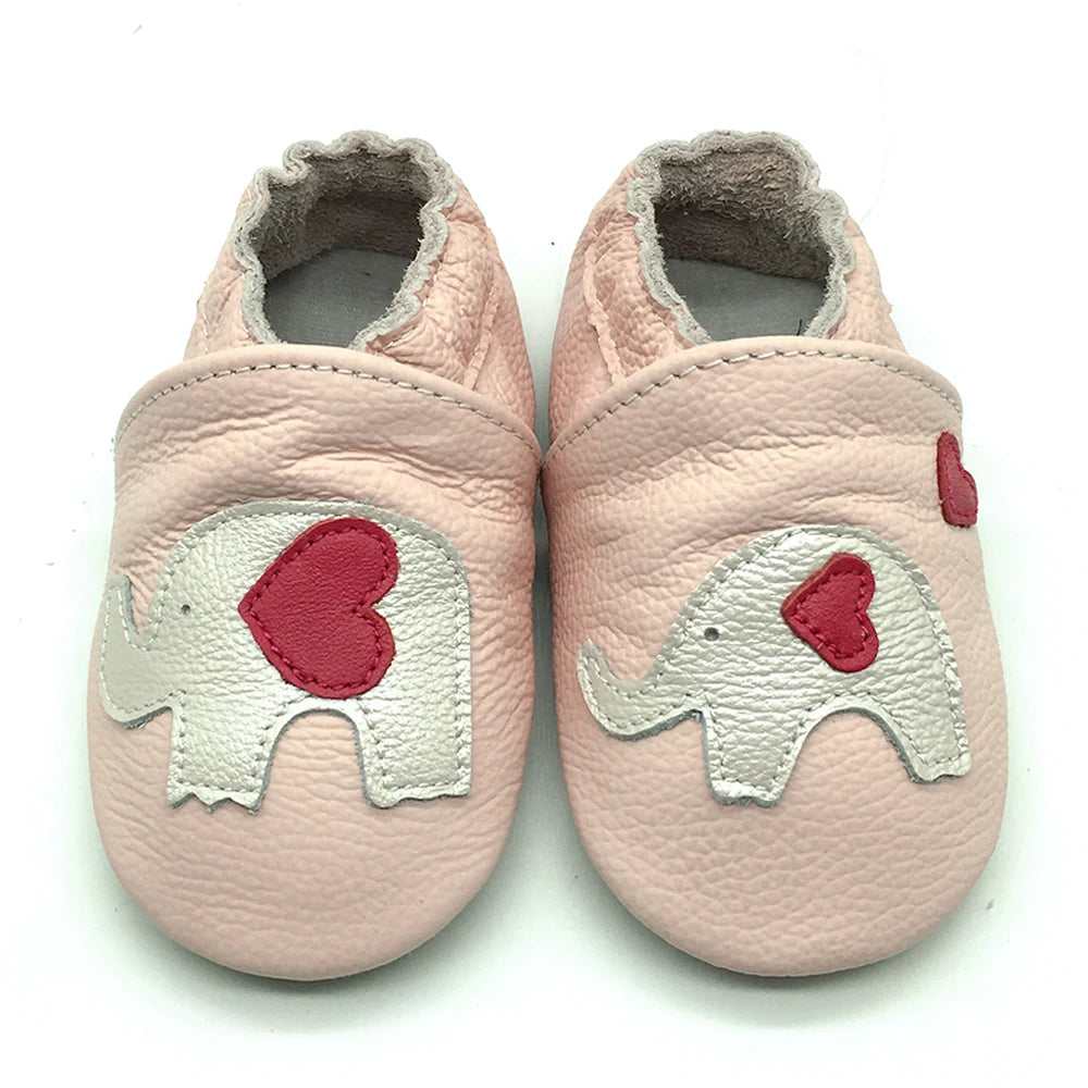 Cow Leather Baby Booties - Soft Soles, Non-Slip Infant Shoes