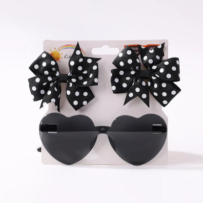 Kids Hairpin Set: Cute Dot & Heart Sunglasses