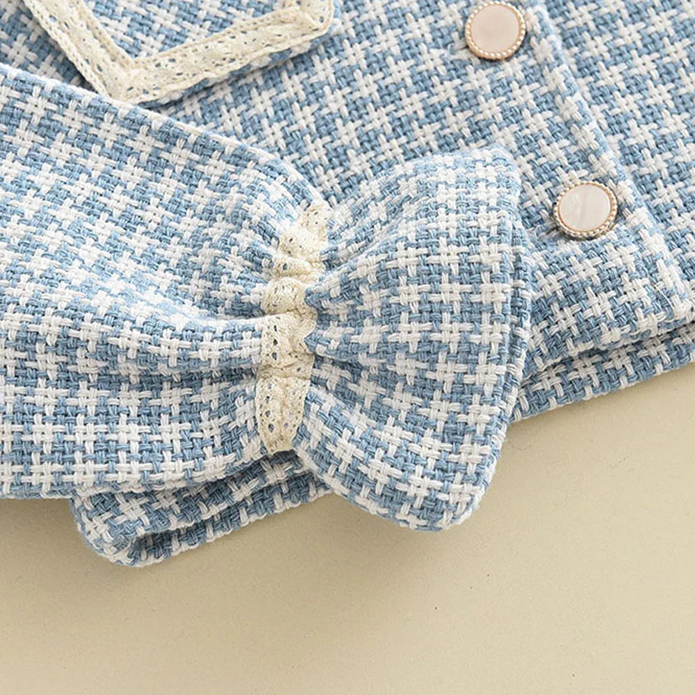 Girls' Checkered Tank Dress + Retro Coat Set (2-6Y)