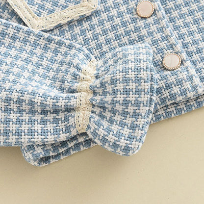 Girls' Checkered Tank Dress + Retro Coat Set (2-6Y)