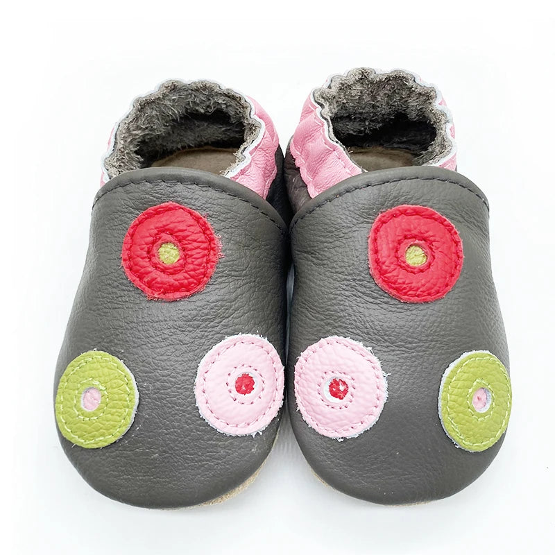 Cow Leather Baby Booties - Soft Soles, Non-Slip Infant Shoes