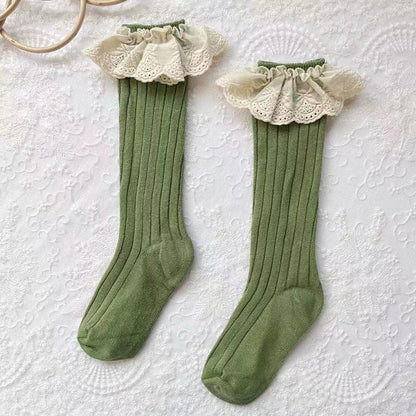 Lace Frilly Flower Cute Long Socks For Girls