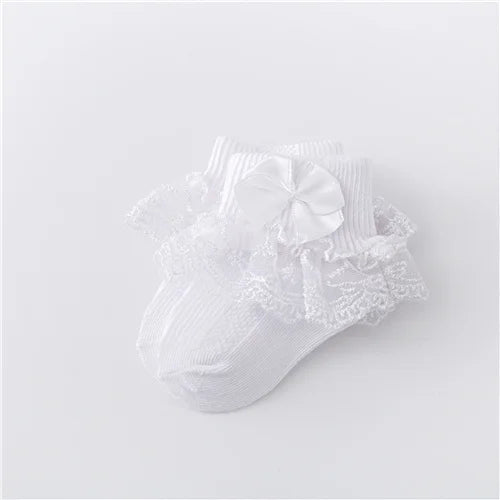 Newborn Baby Girls' Lace Socks with Princess Bow