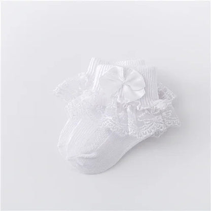 Newborn Baby Girls' Lace Socks with Princess Bow