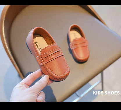 Boys' Leather School Loafers: Simple Slip-On Classic Formal Shoes