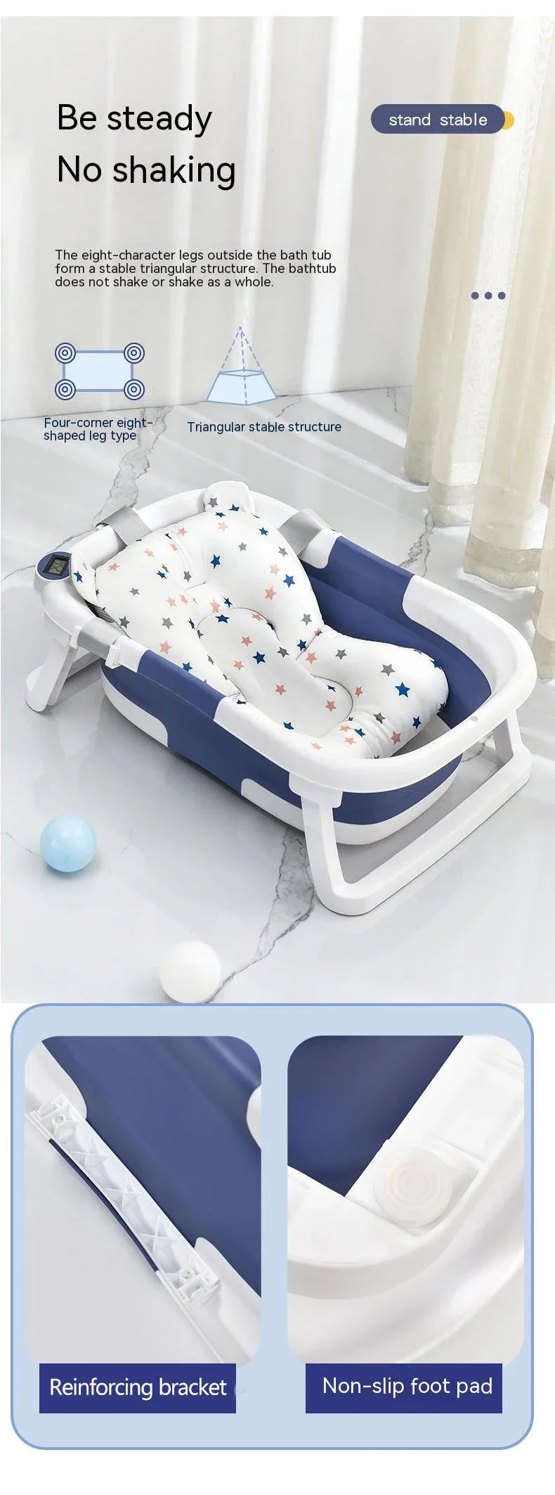 Real-time Temperature Silicone Baby Bath Tub