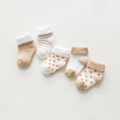 5 Pairs Thicken Cartoon Comfort Cotton Newborn Socks