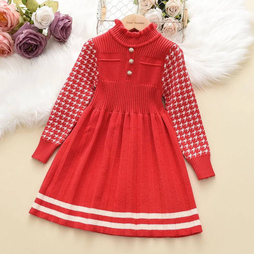 Girl's Sweater Dress - Autumn/Winter Knitted Princess Costume (4Y-8Y)