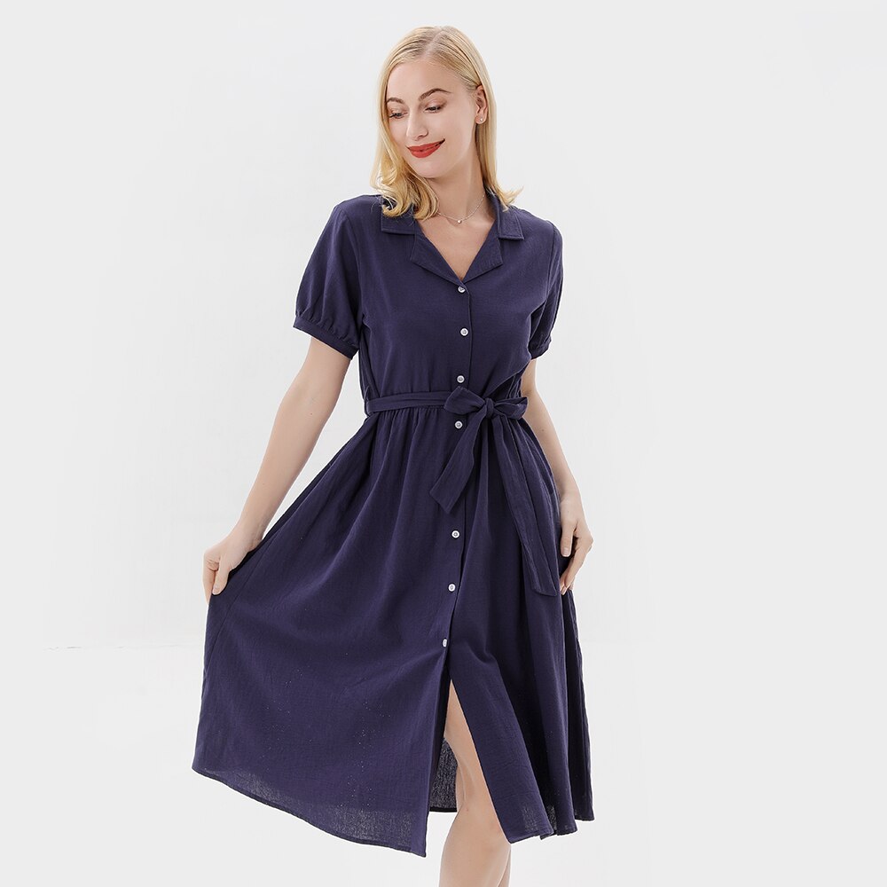 Cotton Dress Turn-down Collar Shirt Family Matching Outfits