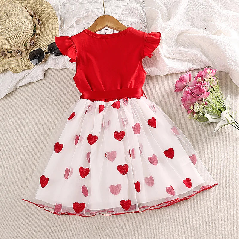 Summer Ruffled Love Mesh Girl Dresses