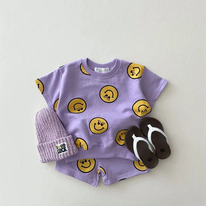 Smile T-shirt & Shorts Set: Summer/Spring Kids
