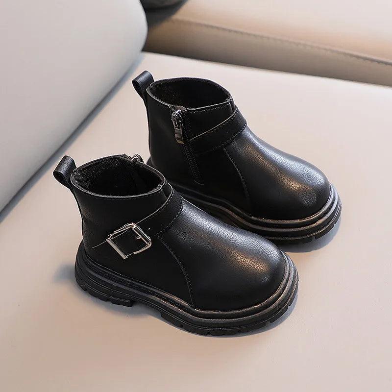 Autumn Winter Children's Snow Boots: Warm and Casual Leather Boots
