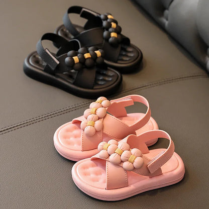 Princess Flower Platform Sandals: Stylish and Comfortable Pink Flats for Girls