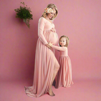 Off Shoulder Maternity Maxi Dress Mom and Me Matching Outfit