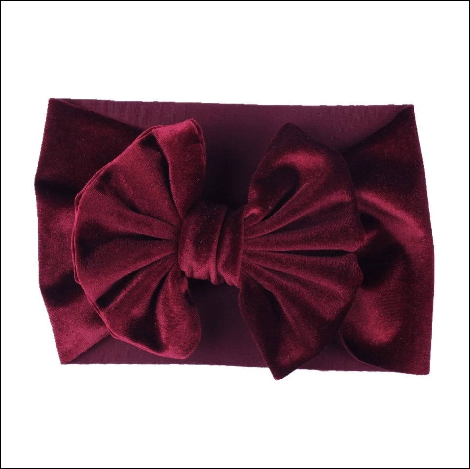 Velvet Solid Bow Headwraps