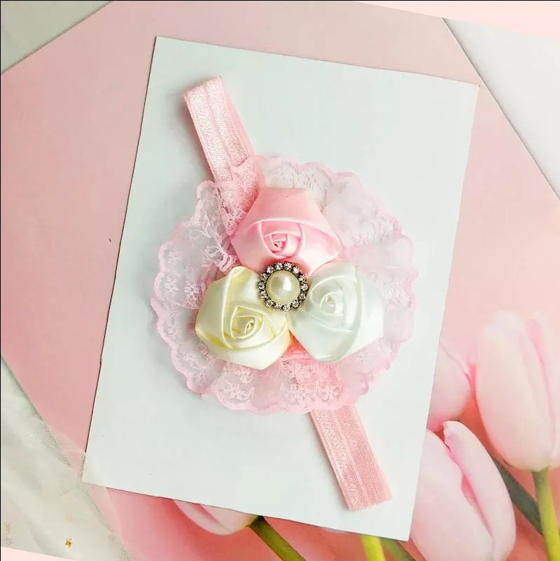 Tricolor Rose Lace Statement Headband