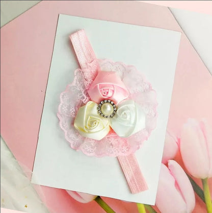 Tricolor Rose Lace Statement Headband