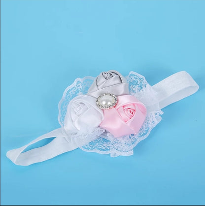 Tricolor Rose Lace Statement Headband