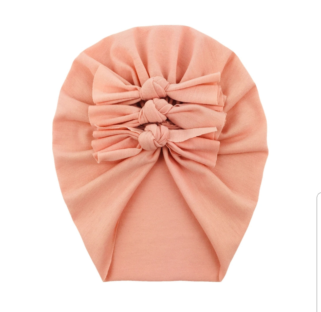 Trio Ruffle Bow Turban / Caps