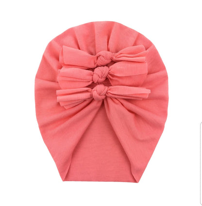 Trio Ruffle Bow Turban / Caps