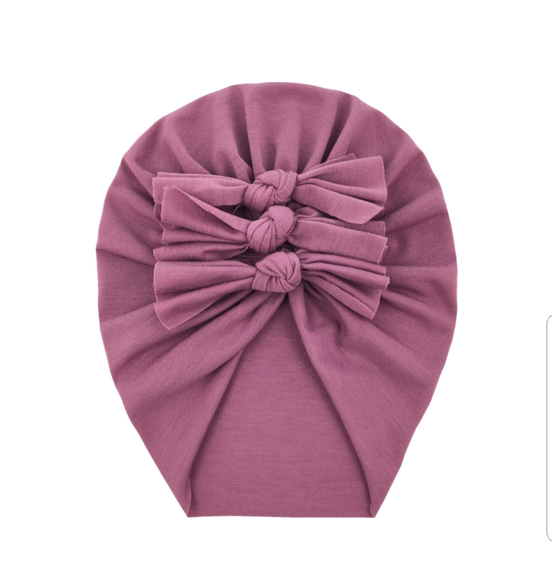 Trio Ruffle Bow Turban / Caps