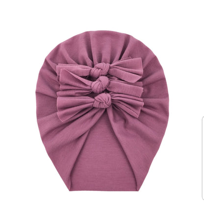 Trio Ruffle Bow Turban / Caps