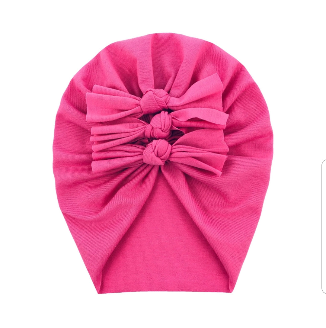 Trio Ruffle Bow Turban / Caps