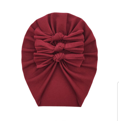 Trio Ruffle Bow Turban / Caps