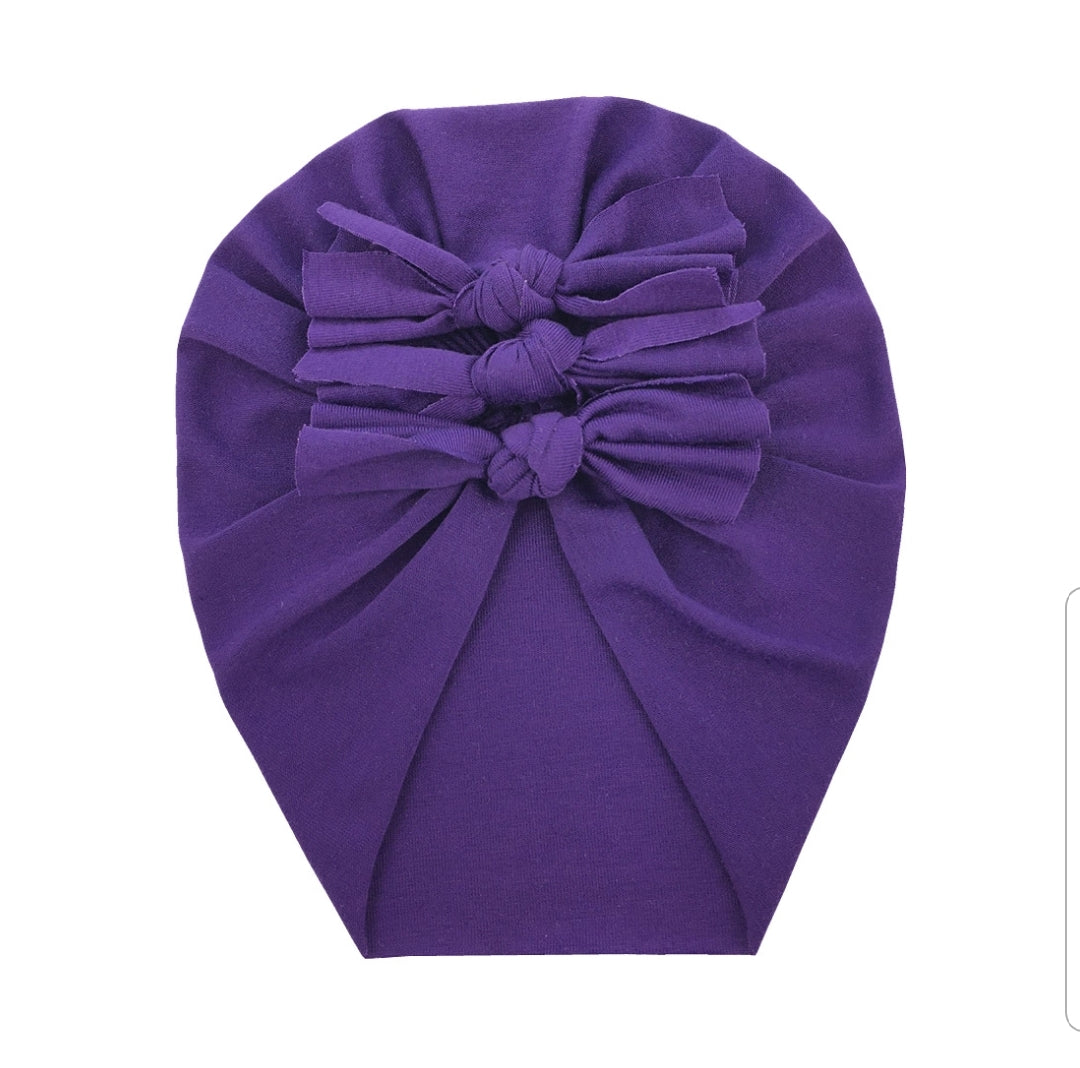 Trio Ruffle Bow Turban / Caps