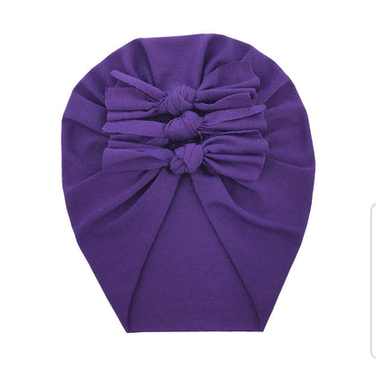 Trio Ruffle Bow Turban / Caps