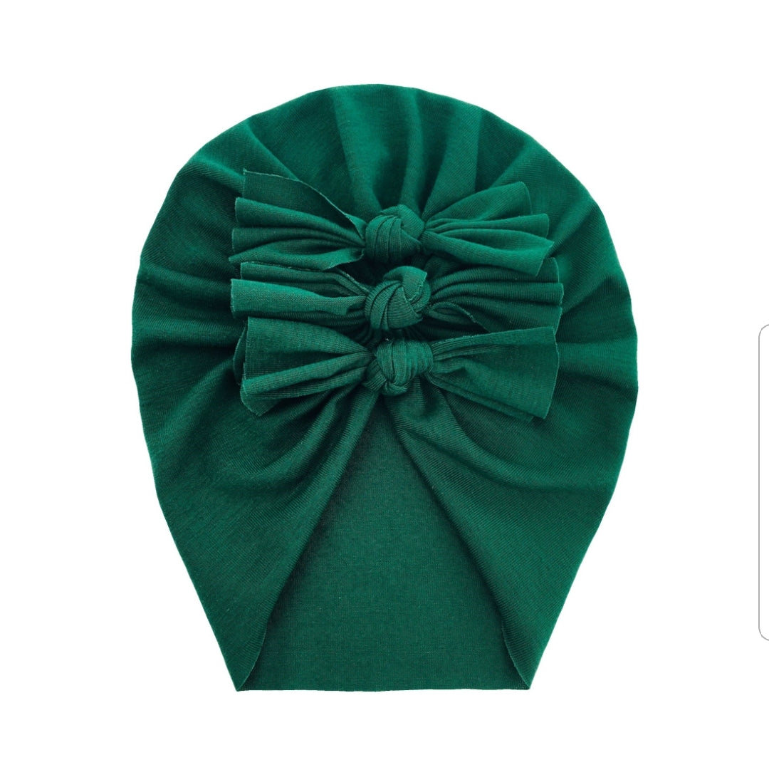 Trio Ruffle Bow Turban / Caps