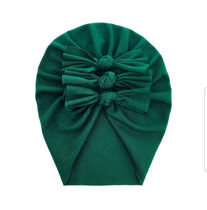 Trio Ruffle Bow Turban / Caps