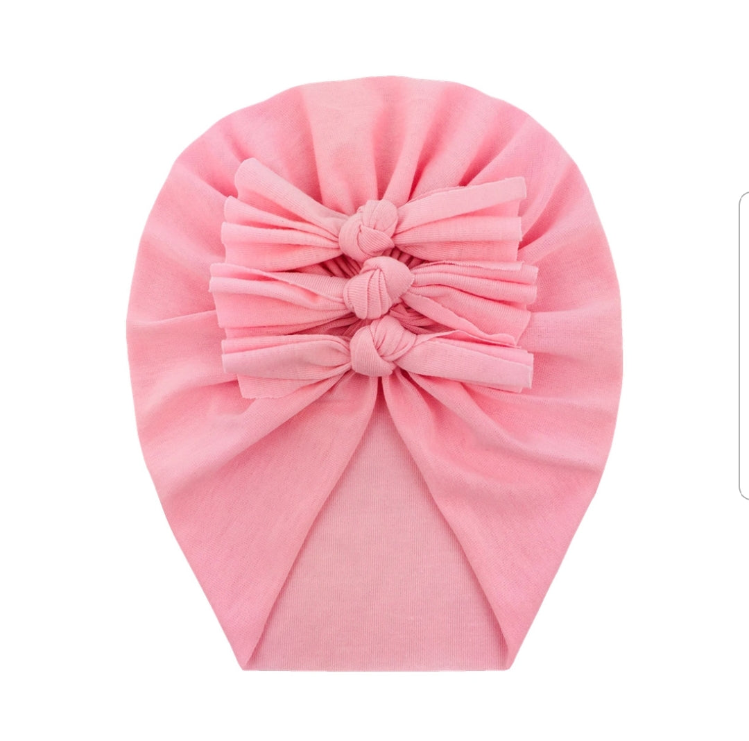 Trio Ruffle Bow Turban / Caps